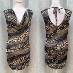 Poetry zebra animal print mini balance cowl neck dress tunic long top